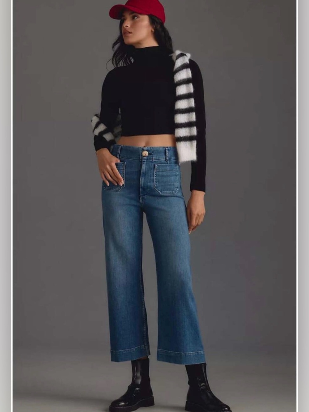 Maeve Anthropologie The Colette Cropped Wide Leg Jeans Blue Size 29